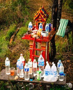 Spirit House. With beer offerings.